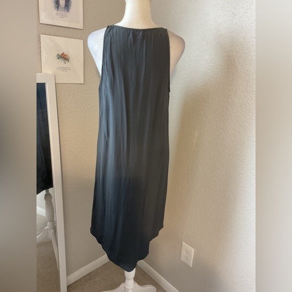 Brunello Cucinelli Grey V-Neck Slip Dress Size Medium Silk Blend Sheath - Picture 3 of 13